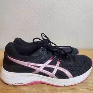 ASICS GEL-Contend 6 Running Shoes Womens Size 10 Black Pink AmpliFoam 1012A571